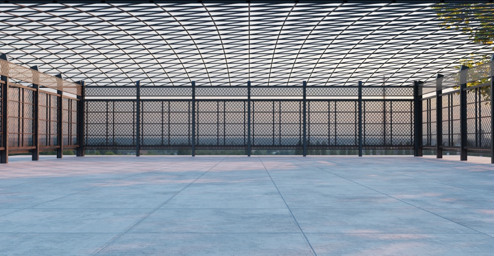 Open space with lattice roof